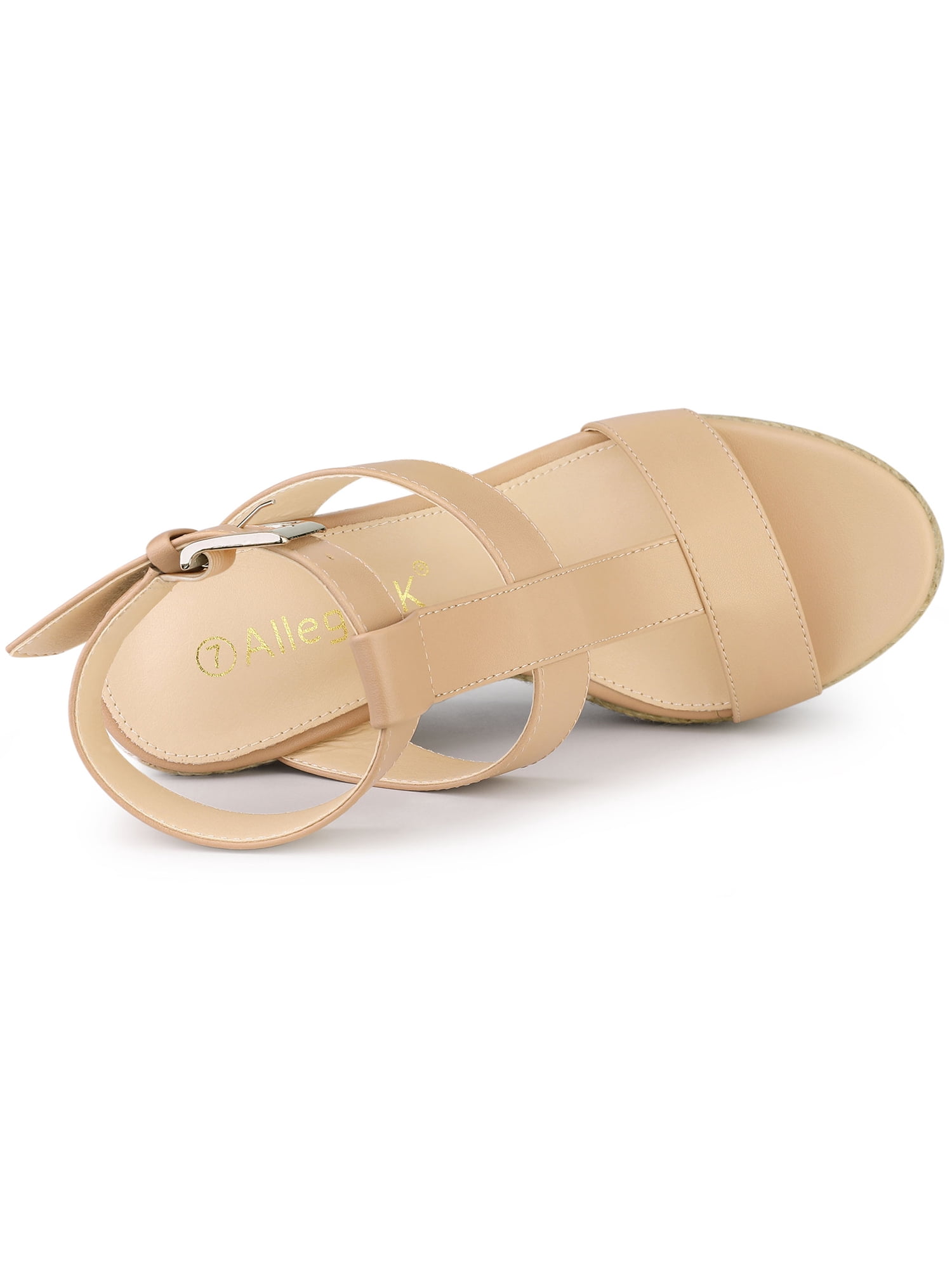 DARING DIVA Women's Strappy Wedge Platform Sandals Nude 7.5