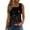 Black, variant on Women's Color Block Ruffled Square Neck Sleeveless Tank Top, Striped Casual Summer Shirt with Floral Accents,Black L