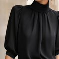 thumbnail image 5 of Womens Blouses Casual Tops Mock Neck Puff Sleeve Shirts Business Work Summer Outfits Lightweight Soft Daily Wear Fashion Tops by Yigetop Black L, 5 of 7