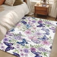 thumbnail image 4 of Pink Flowers Area Rugs 4'x6', Washable Small Throw Rugs for Office Bathroom, Spring Floral Purple Butterflies Watercolor Indoor Outdoor Rug Non-Slip Low Pile Carpet Runner Reversible Floor Mats, 4 of 8