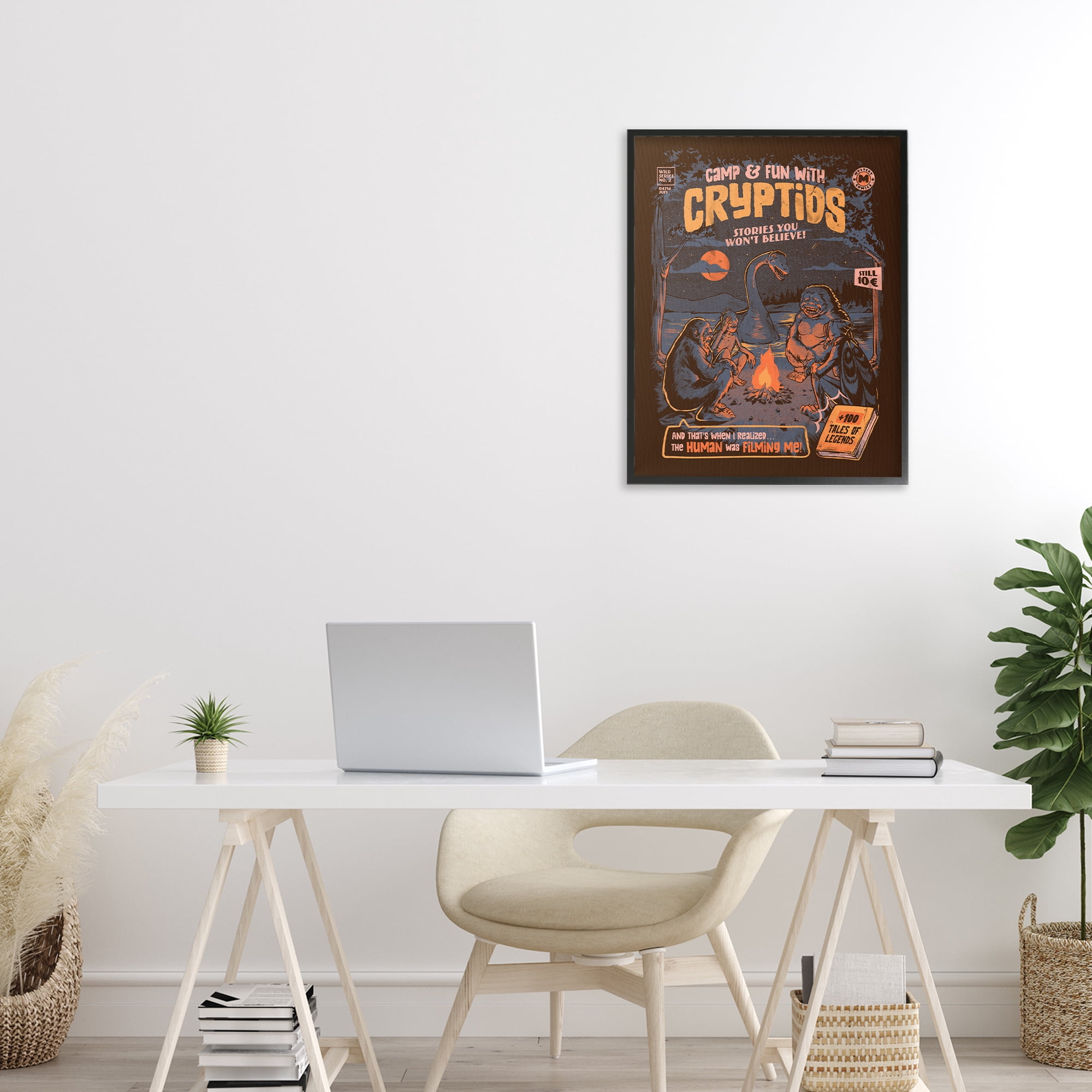 Stupell Industries Cryptid Camp Humor Black Framed Giclee Art, design by EduEly Designs