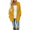 thumbnail image 1 of Manteau d'Automne pour Femmes Couleur Unie Tricoté Col Rond Veste Chaude Manteau Extérieur Tricoté Mi-Longueur Mode, 1 of 5