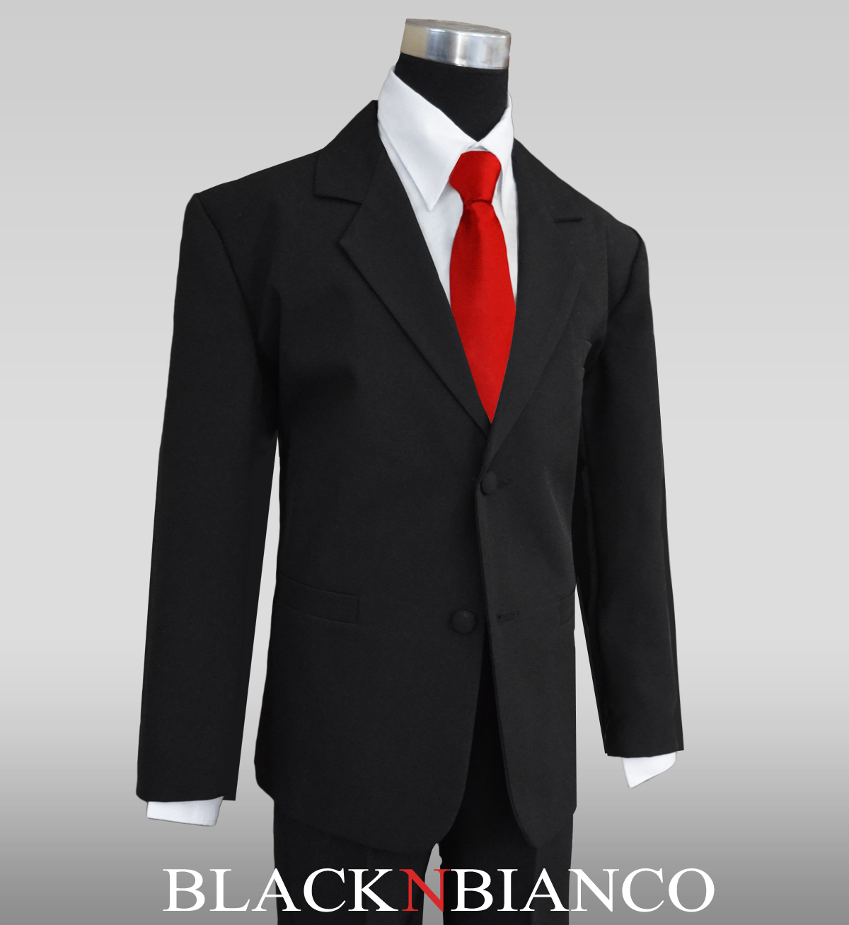Black N Bianco Boys' Formal Black Suit with Shirt and Vest 