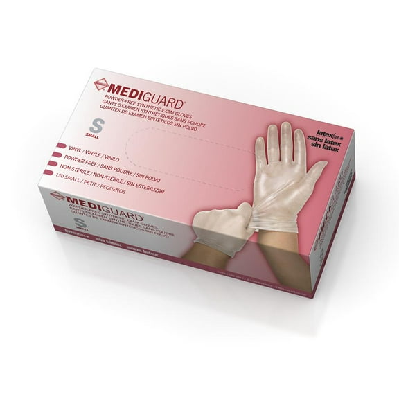 Medline MediGuard Vinyl Synthetic Exam Gloves, Large, 150 Count