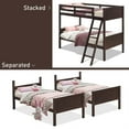 thumbnail image 3 of Demi Bonn Solid Wood Twin Over Twin Bunk Bed with Ladder, Twin Bunk Beds, Converts to 2 Individual Twin Beds, Brown, 3 of 10