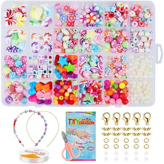 FZFLZDH Kids DIY Beads Set, for Jewelry Making Necklace Bracelets Hair Band, Art & Craft & Jewelry Making Ki
