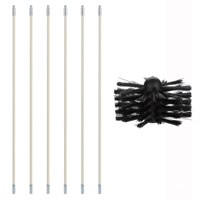 Pipe Inner Cleaning Brush 120 Inch Chimney Sweeping Set Kit Sweep Brush Drain Rods Flue Cleaning
