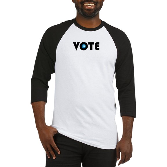 CafePress - Vote Blue Baseball Jersey - Cotton Baseball Jersey, 3/4 Raglan Sleeve Shirt