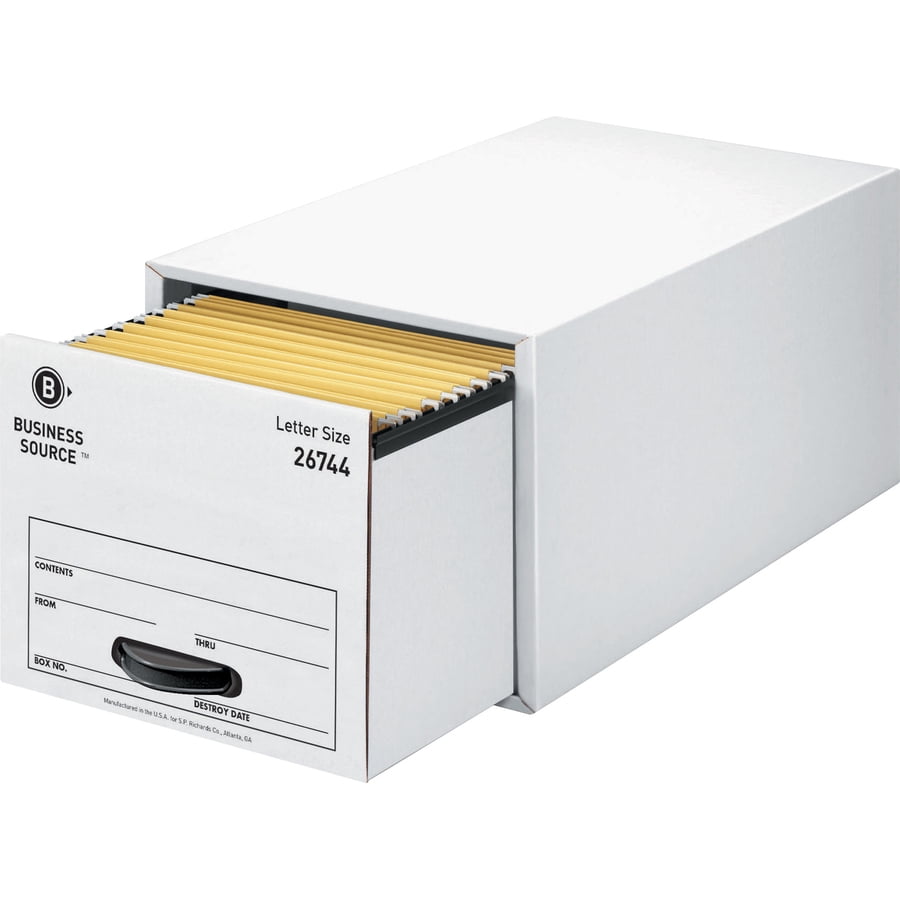 Business Source Stackable File Drawer - Internal Dimensions: 12.25 in W X 23.50 in D X 10.25 in H, External Dimensions: 14 in, White