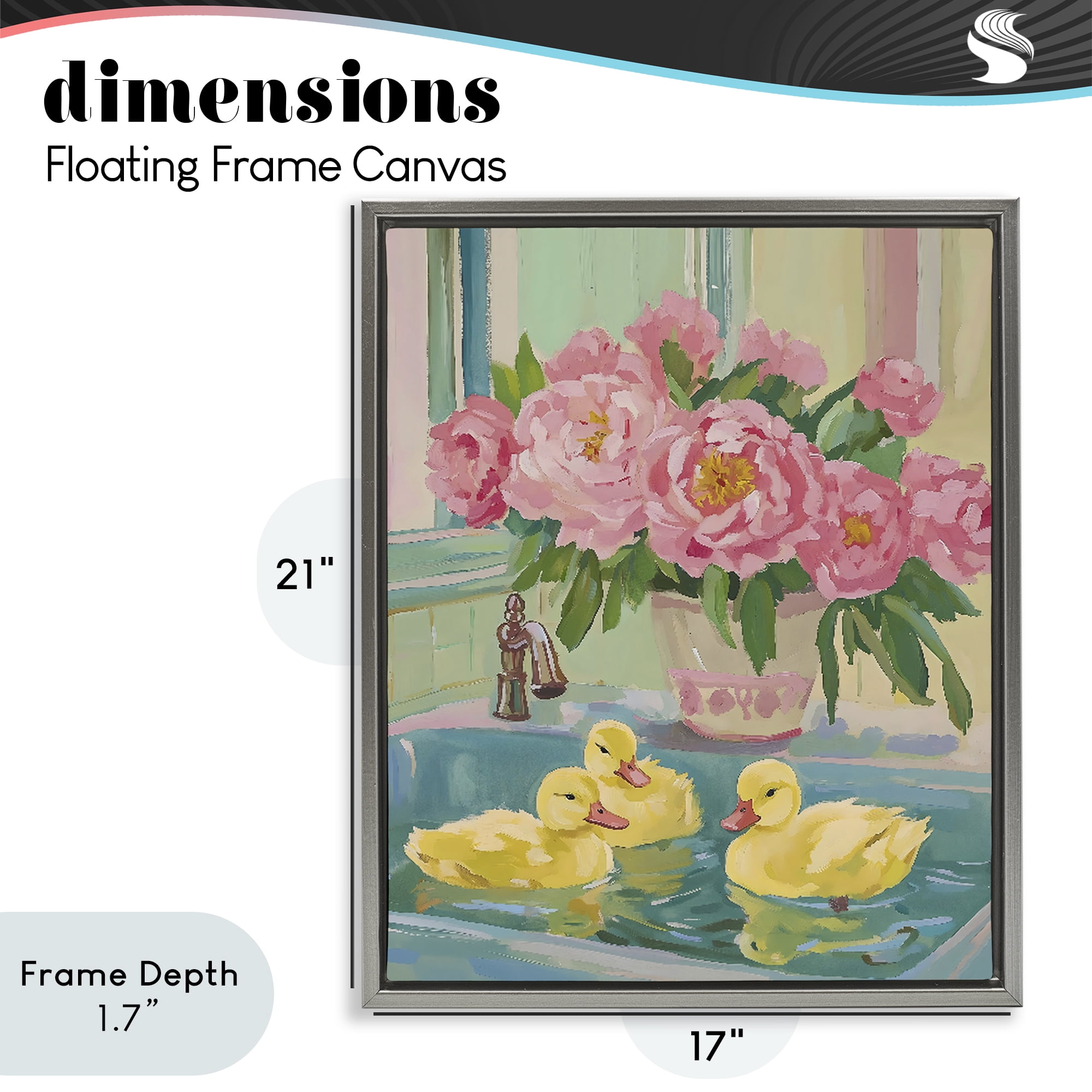 Stupell Industries Ducks in Sink Bath Gray Framed Floater Canvas Wall Art, design by The Prints Vibe