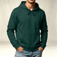 thumbnail image 4 of Men's Long Sleeve Hooded Sweatshirt Pullover Top with Drawstring Relaxed Fit Soft Polar Casual Streetwear Lightweight Warm Thermal for Fall Winter Daily Wear Fashion Army Green L, 4 of 5