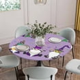 thumbnail image 3 of Fitted Tablecloth for Round Table, Mardi Gras Cartoon Cute Dwarfs Table Cover with Elastic Edge Waterproof Table Cloth, Purple Circle Table Covers for Kitchen Indoor Outdoor Picnic Party, 3 of 9