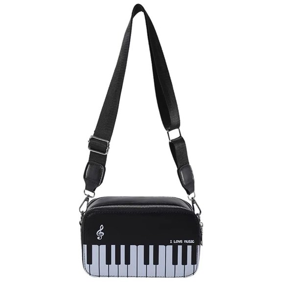 Jiibva Piano Printed Bag Novelty Shoulder Bag Casual Women Handbag PU Leather Purse for Shopping Travel Camping and Daily Use