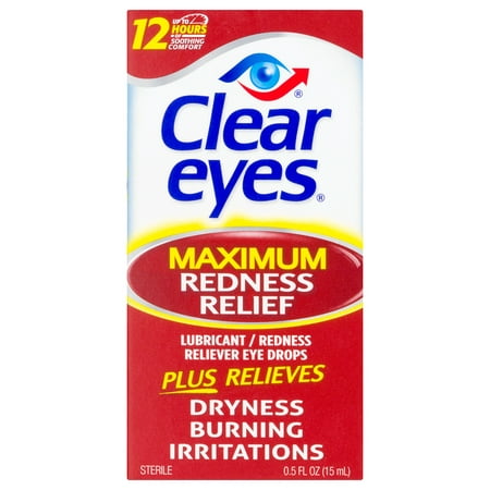Clear Eyes Maximum Redness Relief Eye Drops, 0.5 FL (Best Eye Drops For Stoners With Contacts)