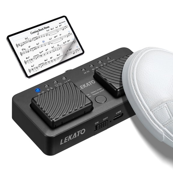 LEKATO Bluetooth Page Turner Pedal for iPad Wireless Page Turner Pedal Rechargeable Page Turner Portable Silent Music Page Turner Pedal Mini Wireless Foot Pedal Page Turner for Tablets iPads Phones