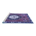 thumbnail image 2 of Ahgly Company Machine Washable Indoor Square Medallion Blue Traditional Area Rugs, 5' Square, 2 of 4