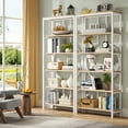 thumbnail image 4 of Tribesigns 70.9 Inch Industrial Bookshelf, 6-Tier Tall Bookcase with Open Shelves, Wood and Metal Display Shelf Storage Shelves for Bedroom, Living Room and Home Office, White, 4 of 8