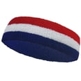 thumbnail image 6 of Couver Triple Color White Striped Sports Head Sweatband Blue White Red 3 Pack, 6 of 7