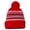 Red/ White/ Grey/ Black, variant on Striped Pom-Pom Cuffed Beanie 12" Acrylic/Polyester Soft Winter Hats Cuffed Knit Beanie (Maroon/ White/ Grey, One Size)