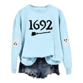 thumbnail image 5 of Halloween Sweatshirt for Women Hoodless Sweatshirt for Comfort and Casual Fall Winter Style Wardrobe for Stylish Daily Wear Light Blue L, 5 of 5