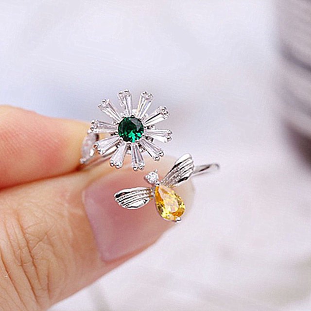 Spinner giratorio para dedo, anillo ajustable con diamantes de imitación, regalos de joyería para niñas y mujeres Tmvgtek libre de BPA