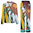 thumbnail image 5 of Space Surfing Dog Womens Pyjamas Set Button Up Pyjamas Womens with Long Sleeve Top And Wide Leg Pants V-neck Loungewear Sets, 5 of 9