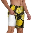 thumbnail image 3 of Goofa Geometric Pattern with Bee Printed Men's Swim Trunks Board Shorts Quick Dry Mens Swimming Trunks with Compression Liner,Breathable Fit Hawaii Beach Shorts-X-Large, 3 of 9