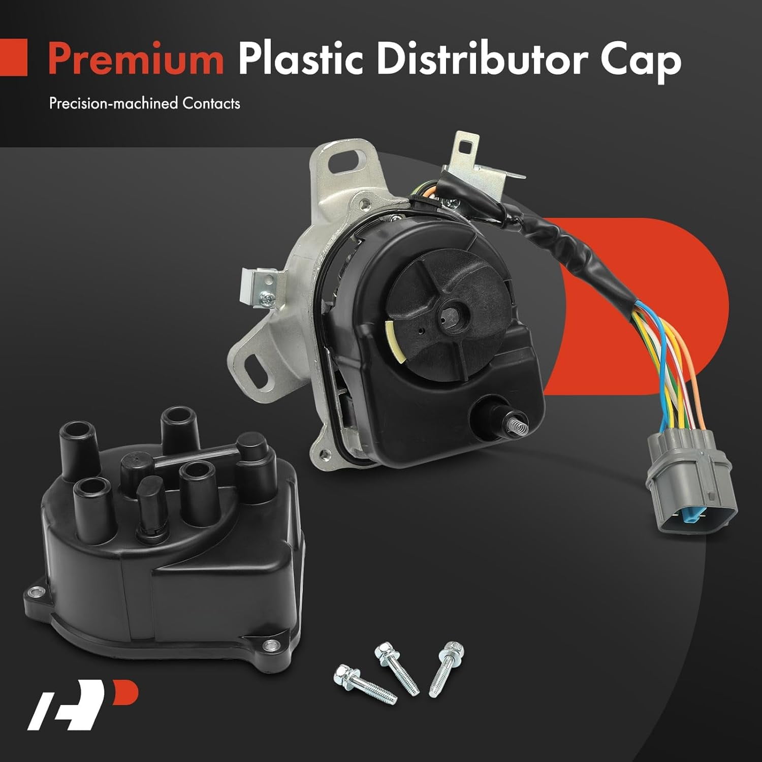 A-Premium Ignition Distributor with Cap and Rotor Compatible with Honda Civic 1996 1997 1998 Civic del Sol 1996-1997