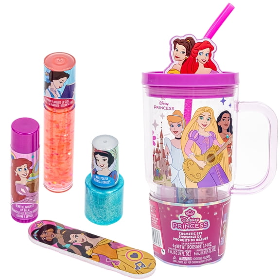 Disney Princess Cosmetic Tumbler for Kids with Lip Gloss and Nail Polish