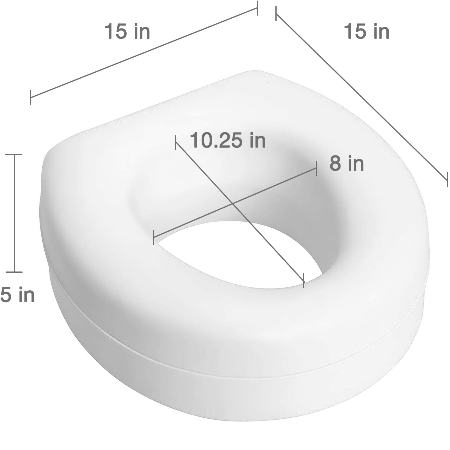 HealthSmart 5" Raised Toilet Seat Riser, Round, Slip-Resistant Pads, Portable Bathroom Safety Aid for Seniors, 300 lb Capacity