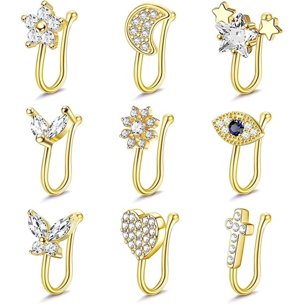 Nose Cuffs Fake Nose Ring Hoop Stud Copper Faux Clip on Nose Ring Fake