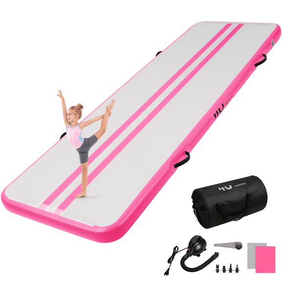 FEMCHIC 13 ft Inflatable Air Gymnastics Training mat, Tumbling Mat with Electric Pump, 4'' Thick Tumble Track for Home, Cheerleading, Gym, Water, Yoga, Outdoor