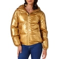 thumbnail image 1 of Chaquetas de invierno acolchadas con capucha y bolsillos brillantes para mujer Allegra K 2XL dorado, 1 of 6