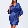 thumbnail image 2 of snilers Silk Robes for Women 3/4 Sleeve Loose Nightgown Wedding Party Bridal Sleepwear Short Satin Kimono Bathrobe, 2 of 3