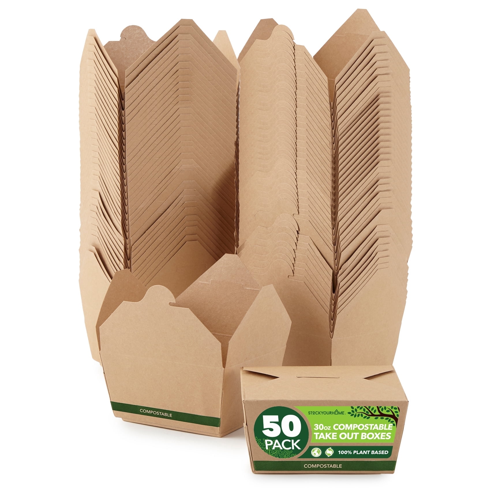 Stock Your Home 10-Pack Recycled Kraft Pizza Boxes – 12x12 Inches With Built-In Plates