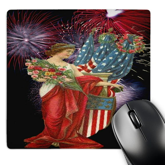3dRose, Vintage Lady and Fireworks, MousePad
