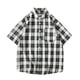 thumbnail image 1 of Mens Manga Corta Botón Abajo Camisas Cuadrado Gira-Abajo Cuello Casual Blusa, Camisas de Hombre Casual, 1 of 3