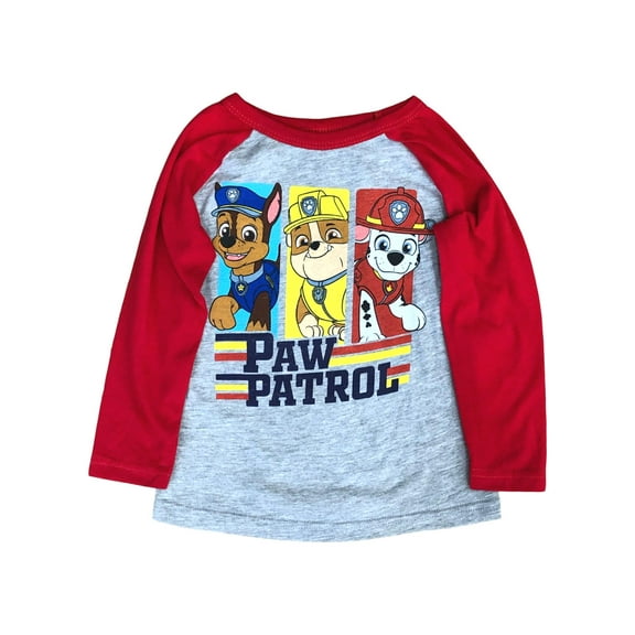 Paw Patrol Toddler Boys Long Gray Puppy Dog Chase & Marshall T-Shirt Tee 2T
