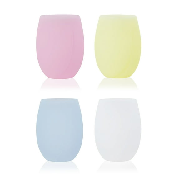 True Flexi Aerating Silicone Tumblers, Stemless Flexible Silicone Wine Glasses, 16 Ounces, Set of 4, Dishwasher Safe Drinkware, Multicolor Assorted Colors