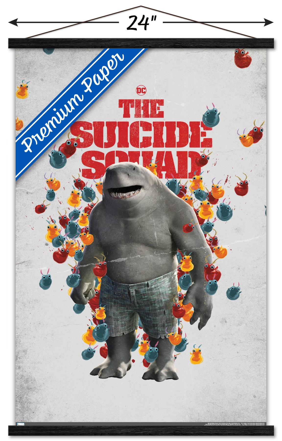 DC Comics Movie The Suicide Squad - King Shark One Sheet Wall Poster with Wooden Magnetic Frame, 22.375" x 34"