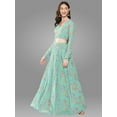 thumbnail image 4 of Janasya Women's Sky Blue Georgette Digital Floral Printed Lehenga Choli With Dupatta, 4 of 8