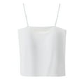 thumbnail image 3 of Jinhomg Womens Camisoles with Built in Bra Plus Size Spaghetti Strap Tanks Tops Casual Solid Color Summer Flowy Cami Shirts White L, 3 of 4