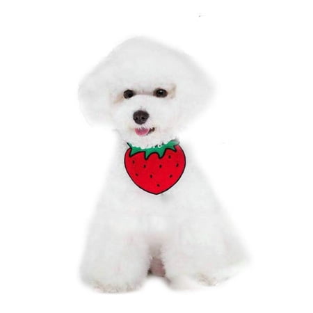 BT Bear Pet Bibs Lovely Dog Adjustable Bib Bandana Cotton Saliva Towel Washable Collar for Puppy Small Dog (S Strawberry)