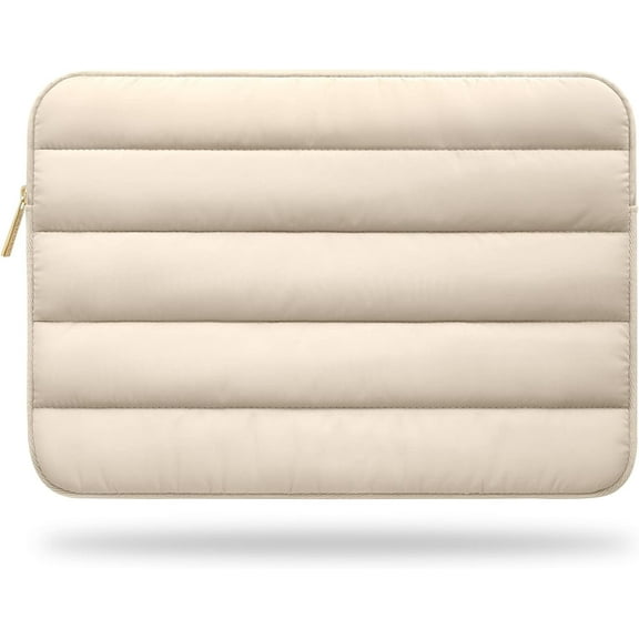 ZHUYING The Original Puffy Laptop Sleeve 9-11 Inch  Laptop Sleeve. Beige Laptop Sleeve for Women.
