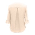 thumbnail image 4 of vigerkar Womens Dressy Casual Blouses 3/4 Sleeve V Neck Ruffle Tops Business Ladies Summer Trendy Fashion Work Shirt (Beige, L), 4 of 7