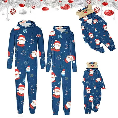 

Matching Christmas Pjs Cozy Christmas Hooded Pajamas Christmas Family Sleepwear Hooded Onesie Sleepwear with Christmas Print Baby
