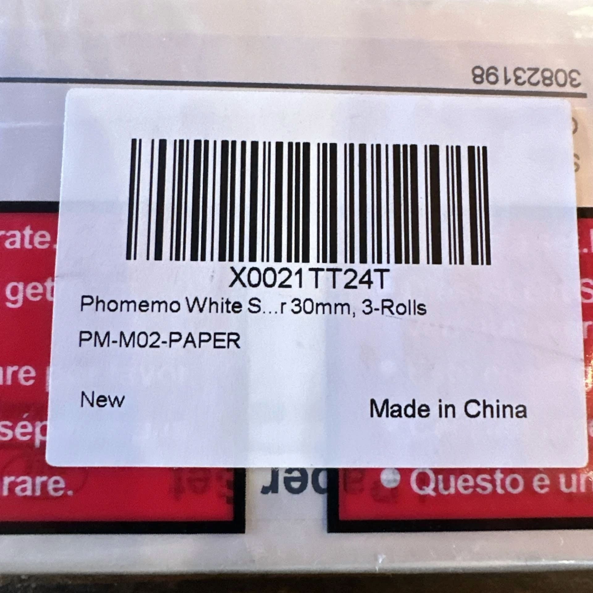 BUTTERFLY- 3 Rolls Thermal Paper Sticker Self-Adhesive 30Mm Phomemo White For M02