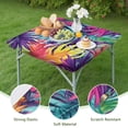 thumbnail image 4 of Colorful Tropical Leaf Pattern Square Fitted Tablecloth with Elastic Edge,Square Table Cover,Washable Elastic Table Cover for Home Kitchen Party Decor 34"x34", 4 of 6