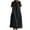 Black, variant on Women Loose Cotton Linen Dresses 2025 Summer Short Sleeve Crewneck Midi Dress Casual Solid Color Fitted Pockets Sundress