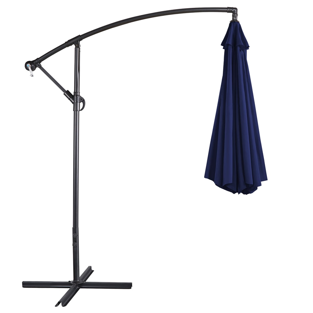Alden Design 10 Foot Offset Cantilever Patio Umbrella with Crank, Blue